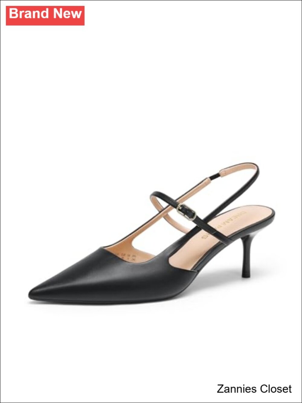 ✨ Pointed Toe Slingback Kitten Heels Mary Jane Pumps Business Casual Faux